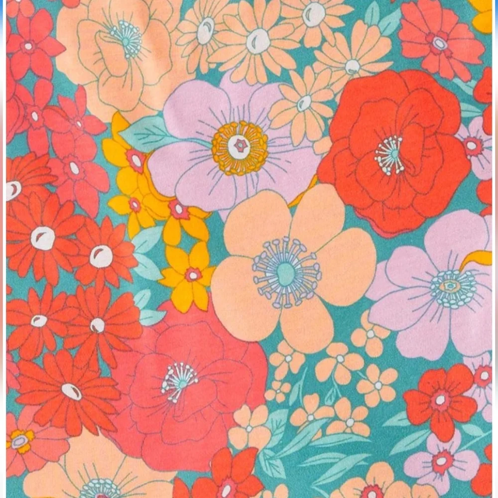 Carter's Girl's 2-Piece Orange Floral Yoke-Neck Top & Chambray Short Set 3M NWT - Picture 2 of 8